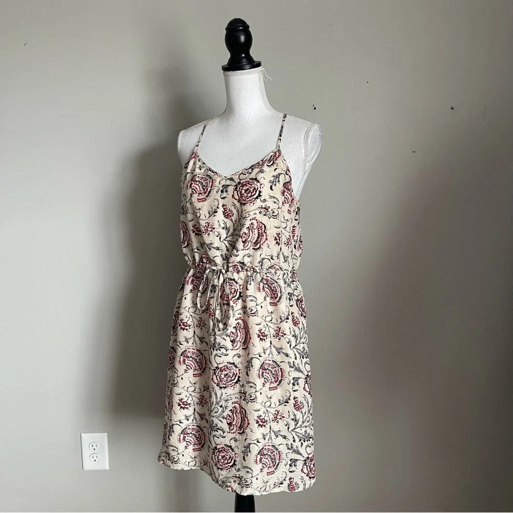 MADEWELL | Beige Floral Print Silk Sleeveless Dress Sz 8 - Picture 4 of 11